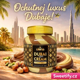 Ochutnej luxus Dubaje… teď se slevou –17 % Krémová pistáciová lahůdka Siena Dubai Style Cream tě přenese rovnou do Dubaje...