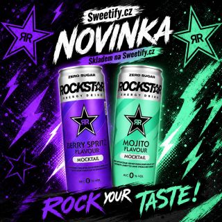 Dvě zbrusu nové příchutě Rockstar Zero Sugar Mocktail jsou tady: 💜 Berry Spritz Flavour 💚 Mojito Flavour Zero Sugar 0 %...