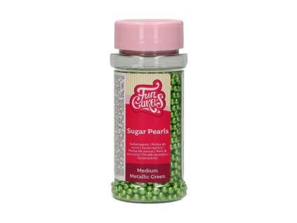FUNCAKES2021 F51660 FUNCAKES SUGAR PEARLS MEDIUM METALLIC GREEN 80G JPG