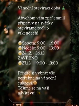 🎄Vánoční otevírací doba 🎄 Nově i o víkendech ✨