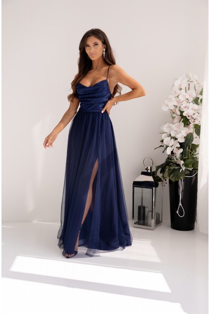 Dlhé spoločenské šaty s tylovou sukňou 754/1