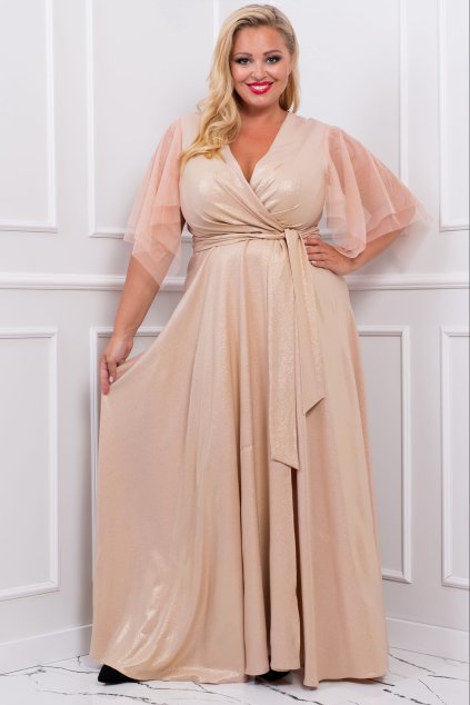 dlhé zlaté spoločenské šaty