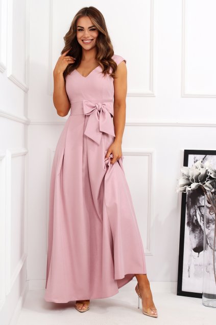 Dlhé spoločenské pudrove šaty