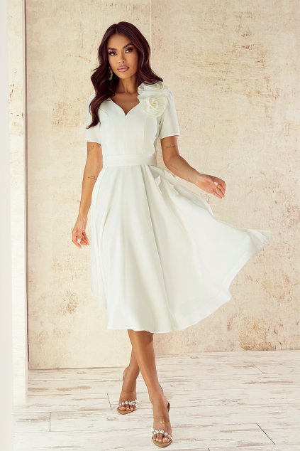 Biele spoločenské midi šaty 221/2