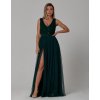 Tmavozelené šaty CHARLOTE s tylovou sukňou 797-3
