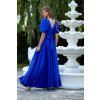 Dlhé modré spoločenské šaty s puff rukávmi 574/3