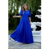 Dlhé modré spoločenské šaty s puff rukávmi 574/3