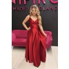 Dlhé tmavočervené saténové šaty na ramienka 96/7