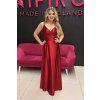 Dlhé tmavočervené saténové šaty na ramienka 96/7