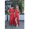 Dlhé červené spoločenské šaty s krátkym rukávom 102/1