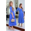 Midi modré spoločenské šaty s 3/4 rukávmi Kinga 2