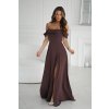 Dlhé tmavohnedé spoločenské šaty s padavými rukávmi 320/5