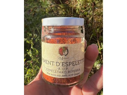 Piment d'Espelette AOP 40 g Glass Original Chilli prášok Ovocný intenzívny MHD 12/2025