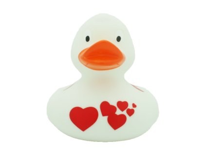 Gumowa kaczuszka z sercami, biała 1