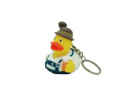 Gumowa kaczuszka piwosz z Bawarii, breloczek 1