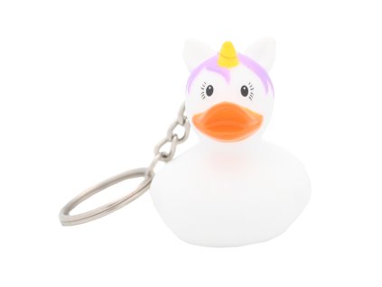 Gumowa kaczuszka biały jednorożec, breloczek 1