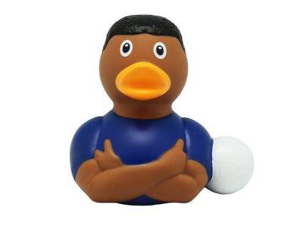 Gumowa kaczuszka piłkarz, niebieska 1