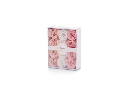 Isabelle Laurier Zestaw 12 mydlanych płatków róż w kolorach brzoskwiniowym, białym i różowym 1