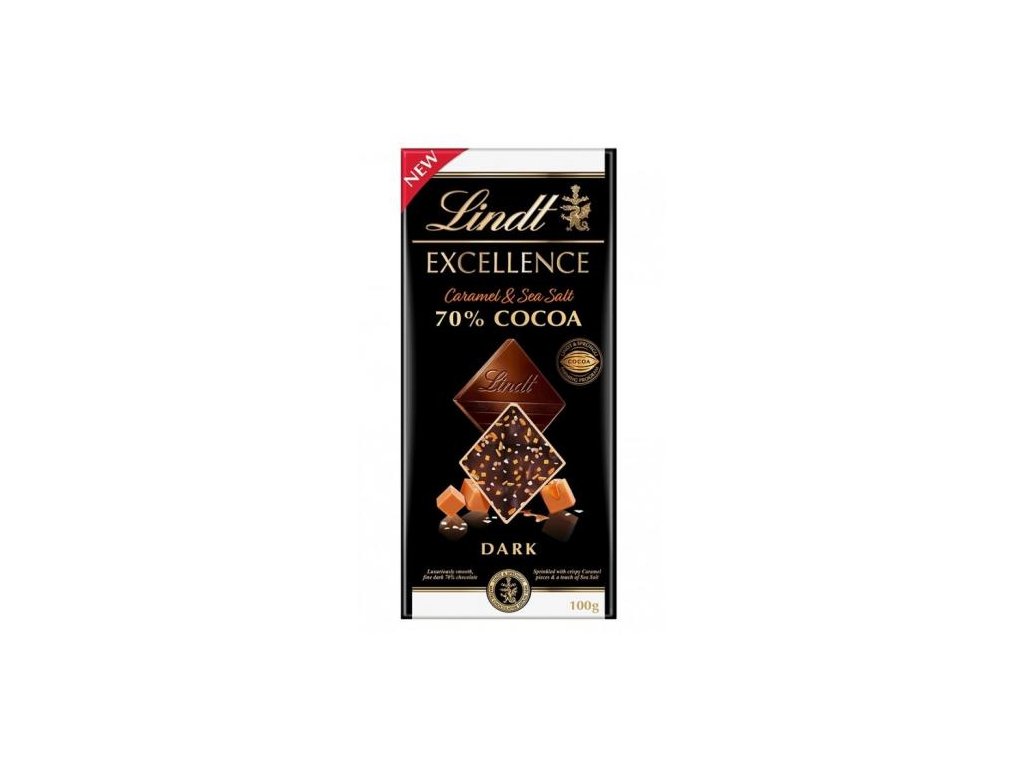 Lindt Excellence 70% gorzka czekolada z kawałkami karmelu i solą morską 100g
