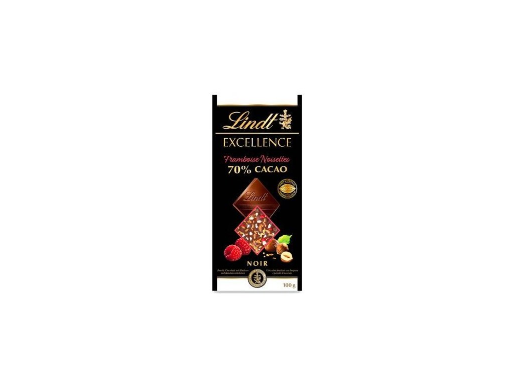 Lindt Excellence 70% gorzka czekolada z kawałkami malin i orzechów laskowych 100g