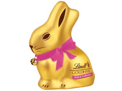 Lindt Golden Bunny Zajączek biała czekolada z truskawką 100g