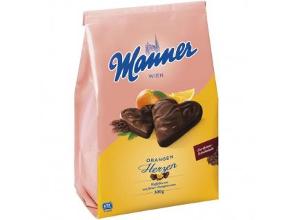 Manner Wafelki serduszka z pomarańczem w czekoladzie 300g
