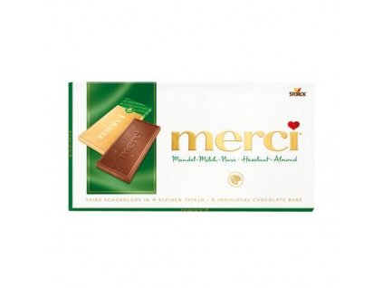 Merci Hazelnut Almond Mleczna czekolada z kawałkami orzechów laskowych i migdałów 100g
