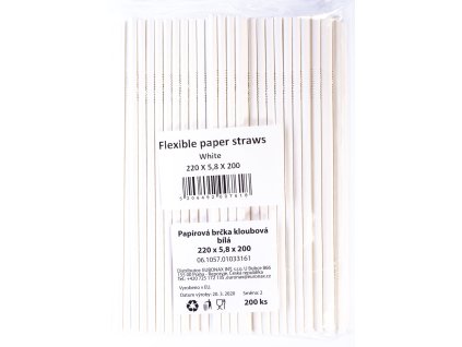 Słomki papierowe łamane, białe 200 szt.