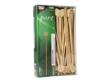 PAP STAR Mieszadełka koktajlowe bambusowe 18cm 100 szt.