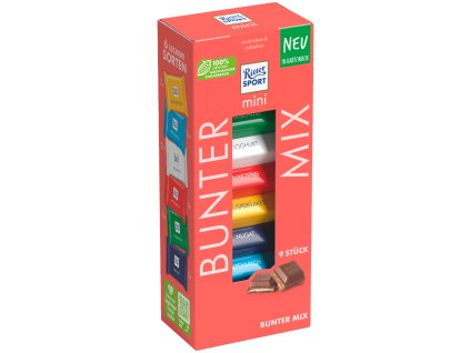 Ritter Sport Bunter Mix Czekoladki 6 smaków 9 sztuk 150g
