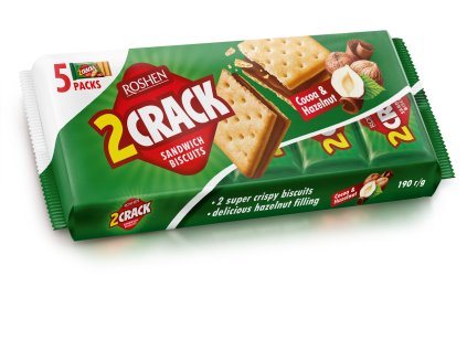 Roshen 2 Crack Biscuits kakaowo-orzechowe 190 g