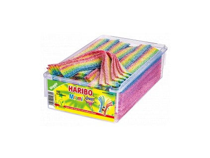 Haribo FIZZ Miami Sauer Kwaśne owocowe paski 150 sztuk w pudełku