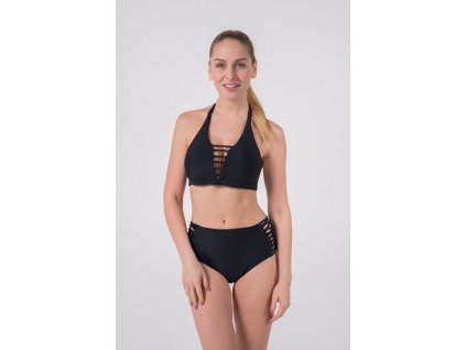 Solid Black Strappy Halter / Cheeky High Waisted (Velikost XL, Díl Vrchní)