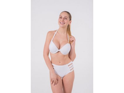 Solid White Underwire Padded Push-up / Retro High Waisted (Velikost XL, Díl Vrchní)