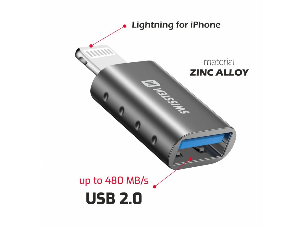 SWISSTEN adapter Lightning m USB A f SWISSTEN.eu