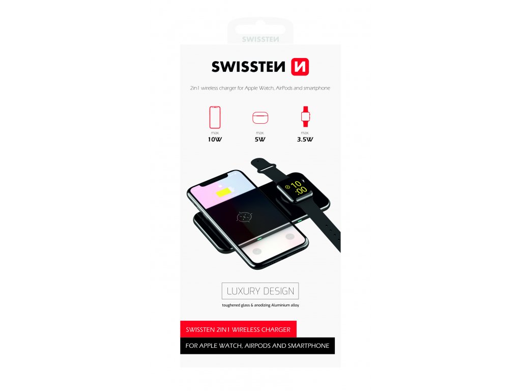 SWISSTEN Wireless nabíječka 2v1 černá