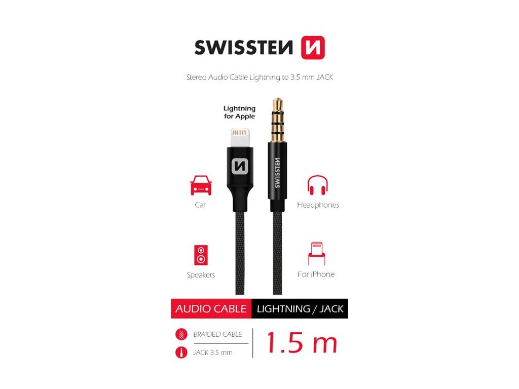 deleyCON Câble audio Apple Lightning - jack 3.5 mm 2 m