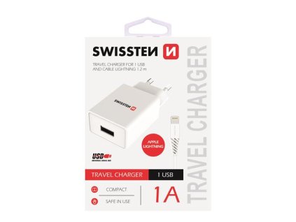SWISSTEN SÍŤOVÁ NABÍJEČKA PRO APPLE IPHONE 5/6 1A POWER BÍLÁ