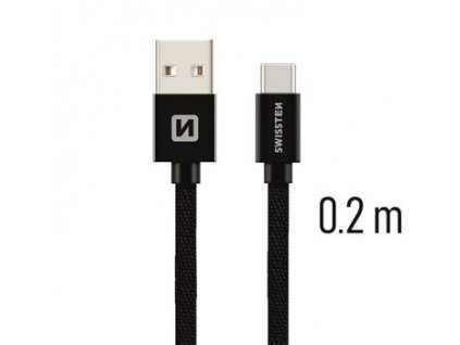 SWISSTEN datový kabel USB-A / USB-C, s textilním opletem, délka 0,2 m