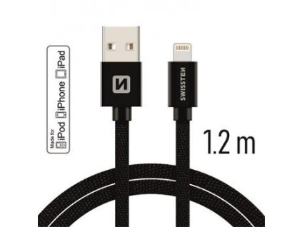 SWISSTEN datový kabel USB-A / Lightning, s textilním opletem, certifikace MFi, délka 1,2 m