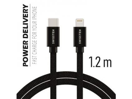 SWISSTEN datový kabel USB-C / Lightning, s textilním opletem, PD, délka 1,2 m