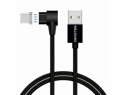 SWISSTEN magnetický textilní datový kabel Arcade USB-A / USB-C, délka 1 m