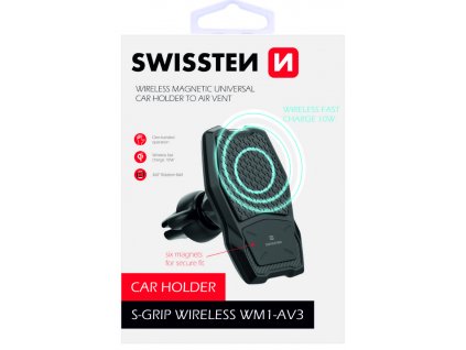 SWISSTEN magnetický držák do ventilace auta s bezdrátovým nabíjením WM1-AV3