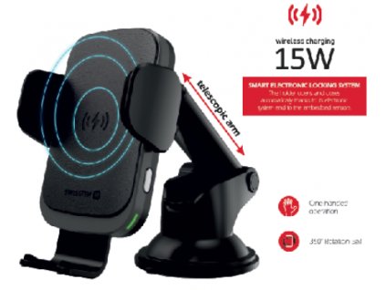SWISSTEN držák na mobil do auta s bezdrátovým nabíjením 15 W S-Grip W2-HK3