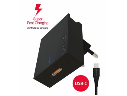 SWISSTEN síťový adaptér pro Samsung Super Fast Charging 25 W + datový kabel USB-C / USB-C 1,2 m černý + Dárek: Doprava Zásilkovnou ZDARMA