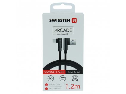 SWISSTEN textilní datový kabel Arcade USB-A / USB-C, délka 1,2 m