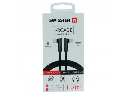 SWISSTEN textilní datový kabel ARCADE USB-C / Lightning, délka 1,2 m
