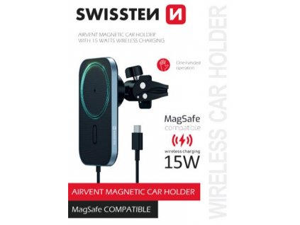 SWISSTEN MagSafe magnetický držák do ventilace s bezdrátovou nabíječkou 15 W