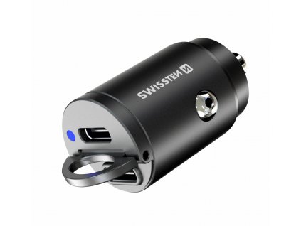 SWISSTEN nano autonabíječka Power Delivery, 2x USB-C, 45 W, černá