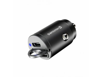 SWISSTEN nano autonabíječka Power Delivery, 2x USB-C, 30 W, černá